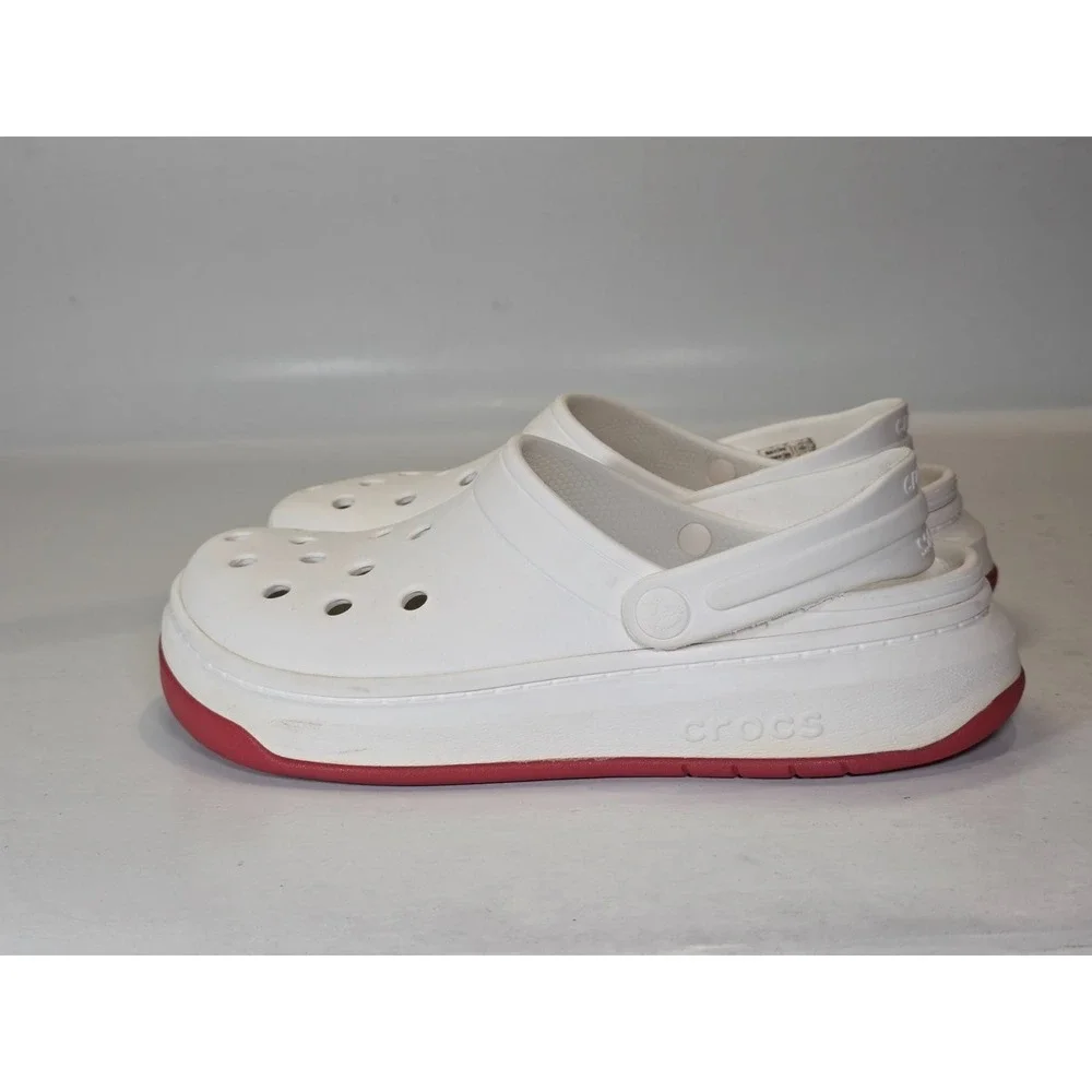 Crocs Crocband Men's Shoes Size 7 Women's 9 White‎ Red Slip On Clog 206122